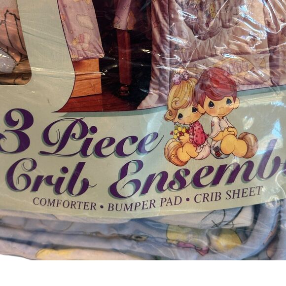 1999 Precious Moments 3-Piece Ensemble Angel Bless This Baby Crib Set NEW! VTG - Picture 3 of 9